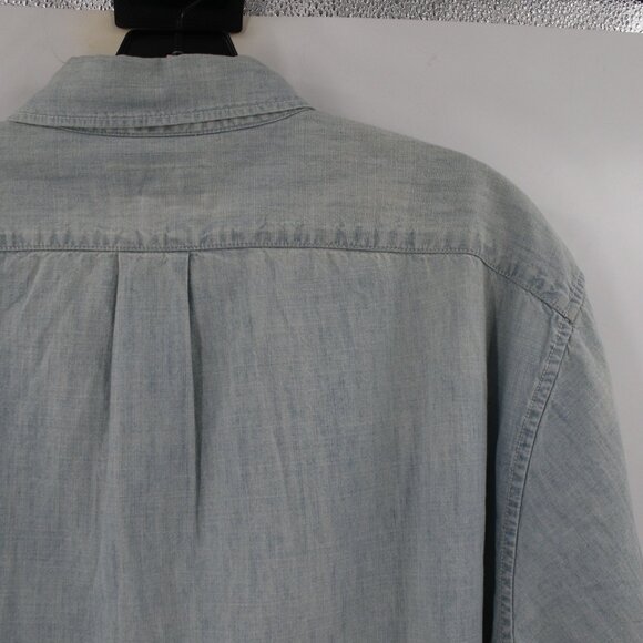 NWT J Crew Shirt Mens XL Indigo Chambray cotton Short Sleeve Classic button down - Picture 8 of 13